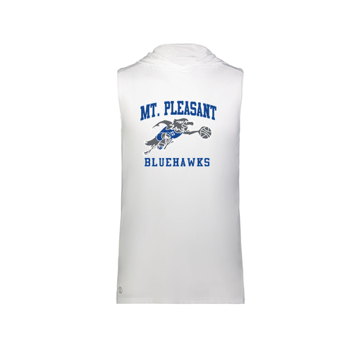 [222590.005.XS-LOGO1] Men's CoolDry Sleeveless Hoodie (Adult XS, White, Logo 1)